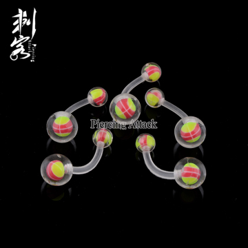 Acrylic Pink Ball Inserted Navel Belly Bar Body Piercing