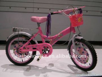 Cute aluminum pink 16 inch girl bicycle with side wheels