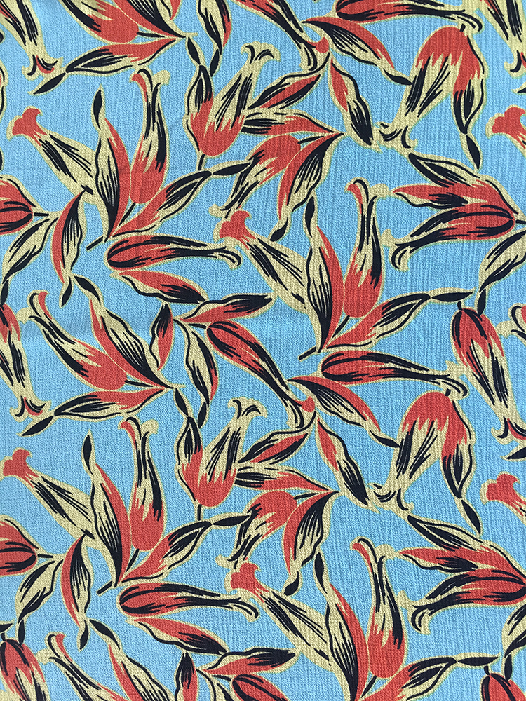 Tropical Design Polyester Bubble Crepe Printing Fabric