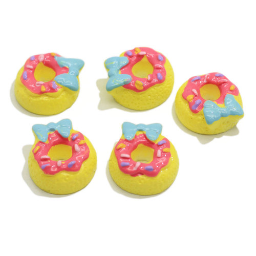 Kawaii Resin Simulation Bowknot Donut Resin Crafts Cabochon Decorativo per la decorazione del telefono fai da te