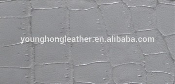 Goat skin nubuck crocodile embossed leather