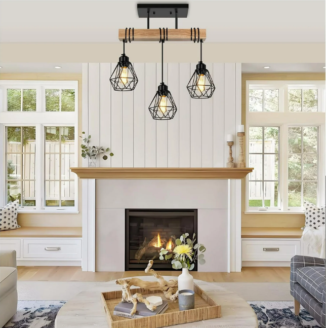 3 - Light Kitchen Island Lighting Pendant Light Fixtures over Table Wood Hanging Lamp with Metal Shades for Dining Table Living Room Hallway (1) 3 - Light Kitchen Island Lighting Pendant Light Fixtures over Table Wood Hanging Lamp with Metal Shades for Dining Table Living Room Hallway (1)