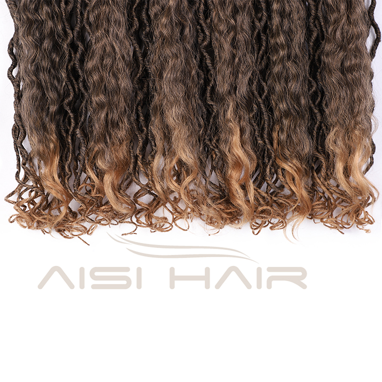 Aisi Hair Wholesale Faux Locs Ombre Brown Crochet Braids Hair Faux Locks Synthetic Braids Hairpieces Extensions For Black Women