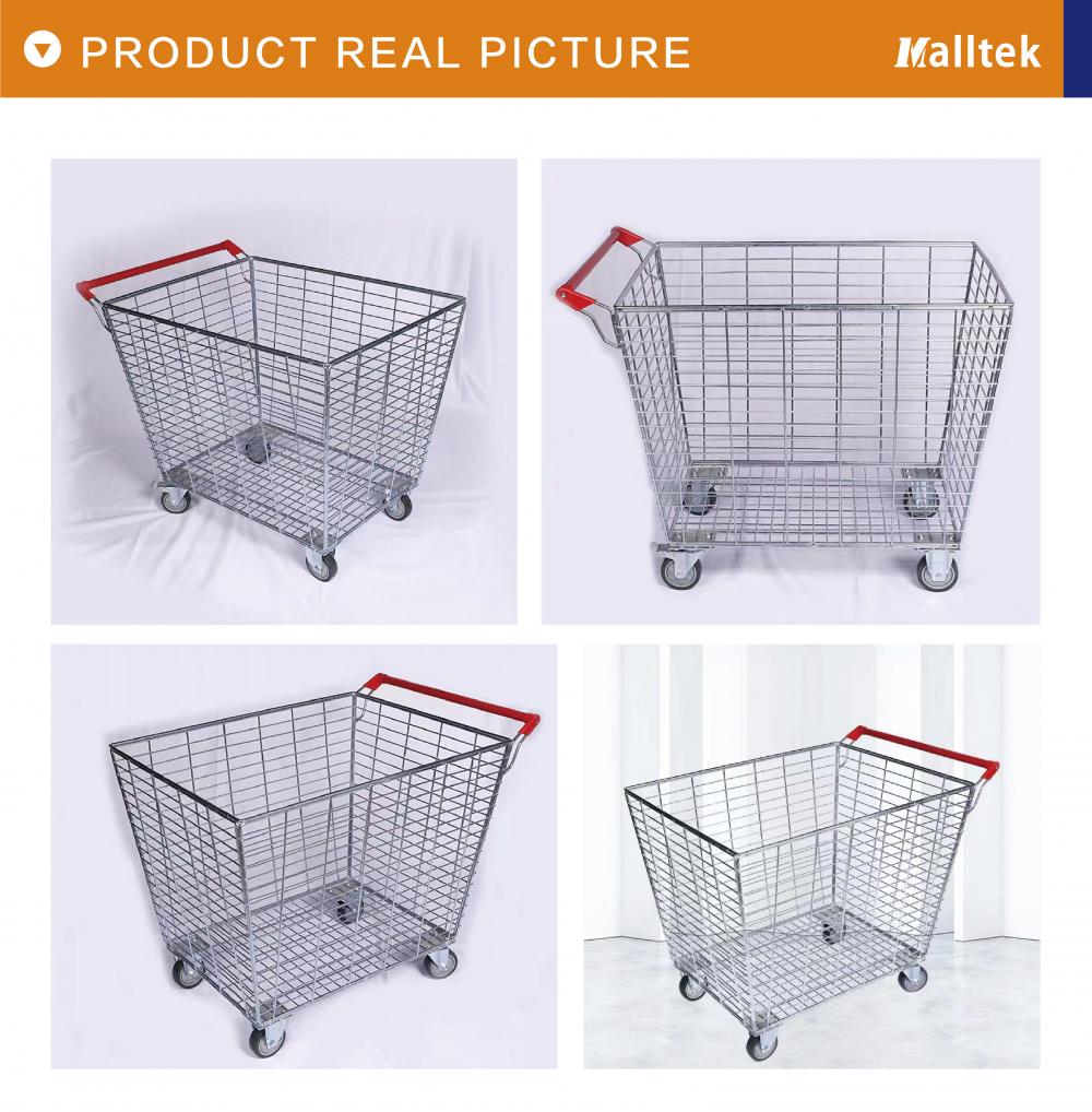 Warehouse Logistics Wire Mesh Stock Basket Trolley