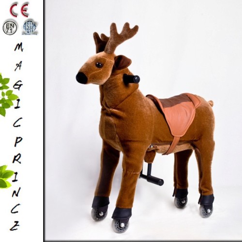 (EN71&ASTM&CE)~(Pass!!)~Dalian Kids Animal Mechanical riding horse Toys/Brown reindeer Ride On Animal Toy/Magicprincetoys