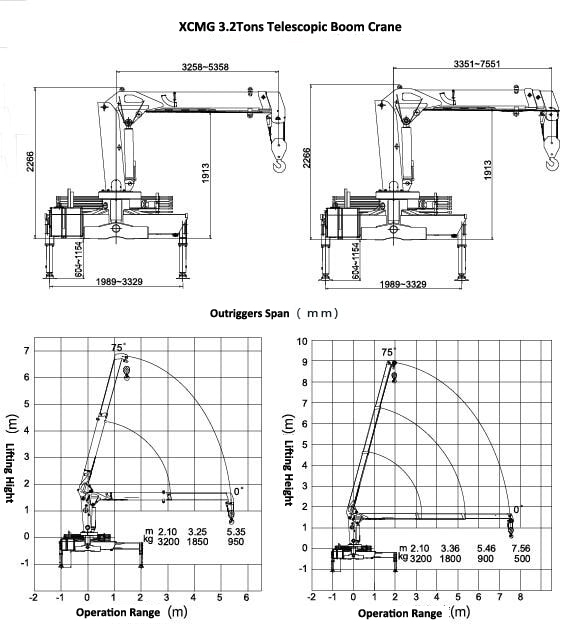 XCMG 3T Crane Truck Diagram