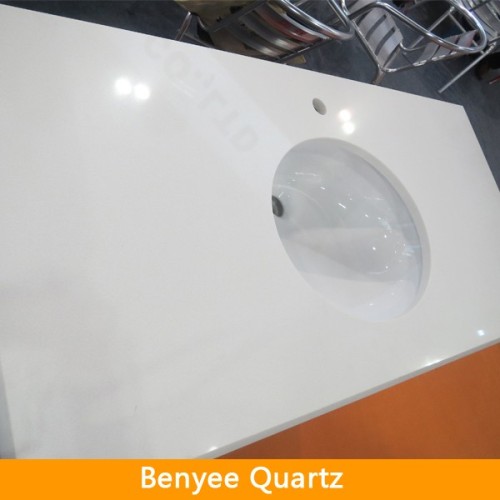 White quartz vanity top, quartz bathroom vanity top