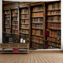 Bücherregal Hintergrund Tapisserie Vintage Bookrack Bibliothek Wandbehang College Study Room Tapisserien Wandkunst für Schlafzimmer Wohnzimmer