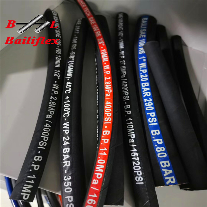 high quality fibre braid hydraulic hose SAE 100 R3 R6 with wrap and smooth cover from BAILI HOSE factory