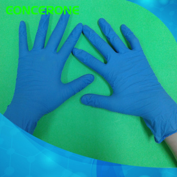 Guantes de examen de nitrilo desechables de alta calidad con color azul