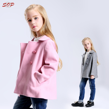 Children winter coats clothes fashion girls long woollen coat