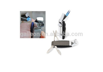 Double Flame Cigar Lighter with pipe knife &cigar scissors cutter