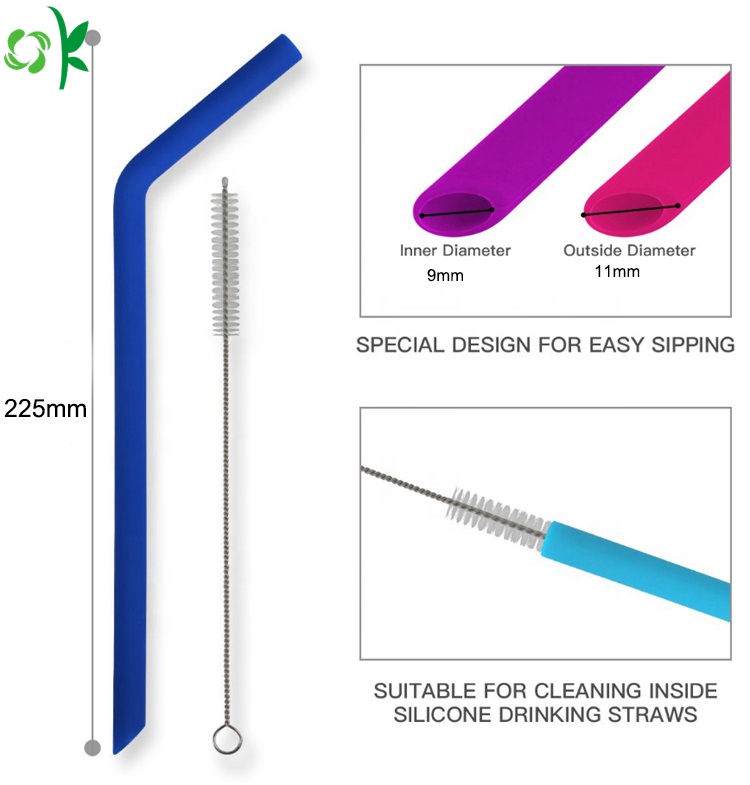 Soft Easy to Clean Foldable Silicone Drinking Straw