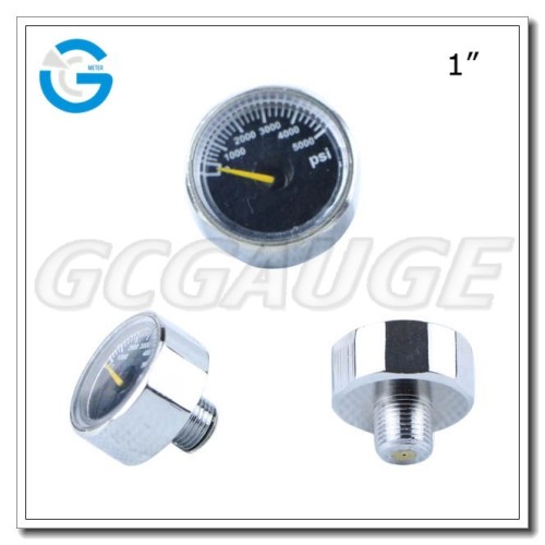 High quality chrome color 1 inch micro high pressure gauge