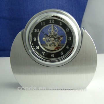 Chrome Desk Clock with Moon Phase and Calendar