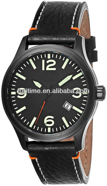 black quartz men watch cool leather watch fashion leather watch