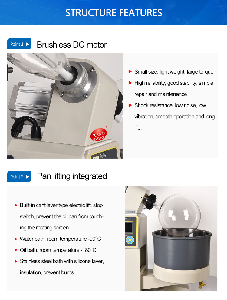 New Type Vacuum Film Rotary Evaporator with Heating Bath and Chiller