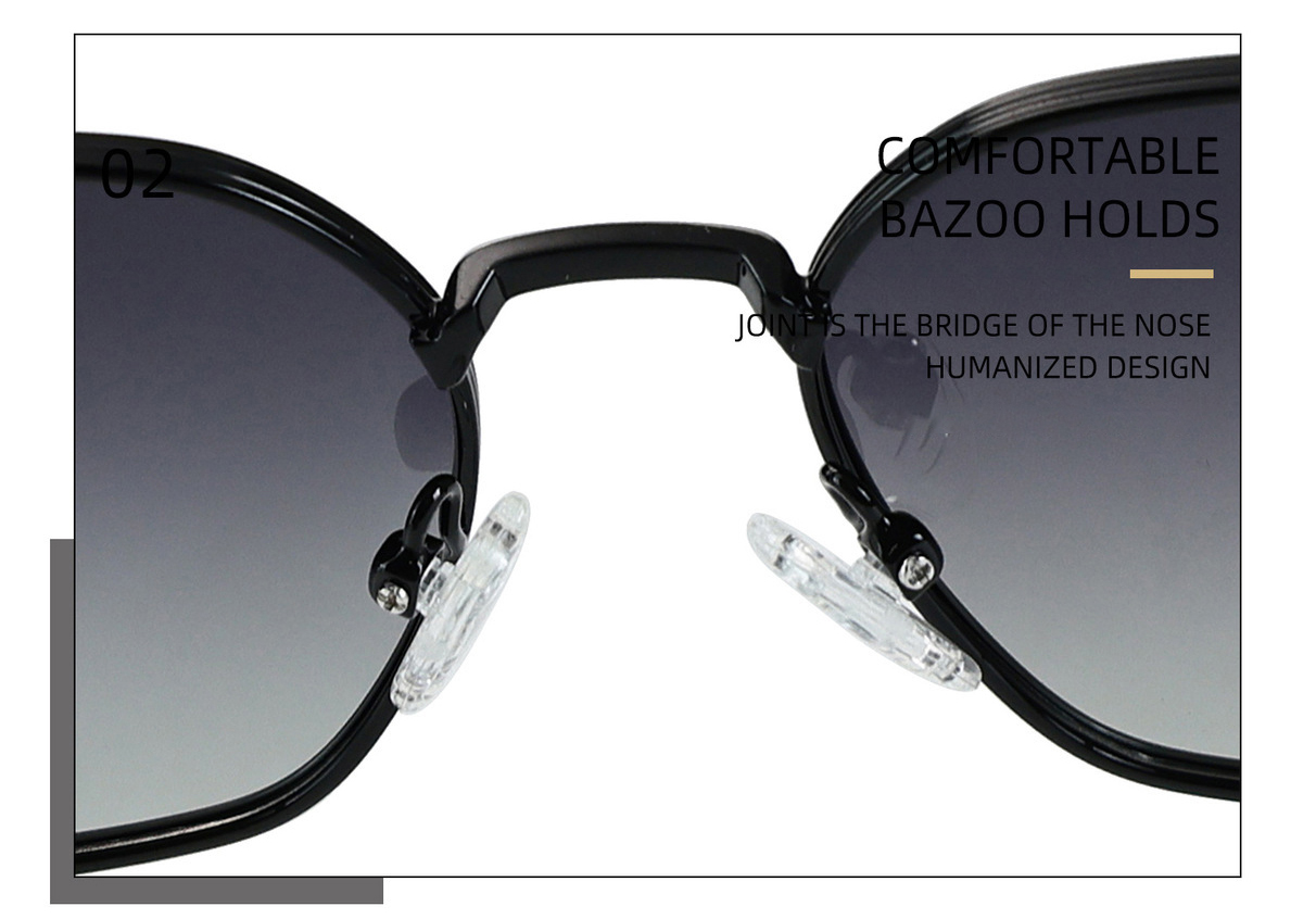 Unisex Acetate Temples Geometric Metal Sunglasses ME2181-Nose Pads Unisex Acetate Temples Geometric Metal Sunglasses ME2181-Nose Pads