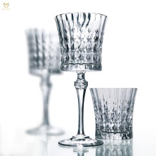 Elegant Engraved Diamond Wine Goblet Glass