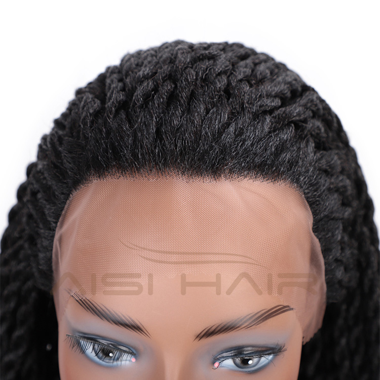 Aisi Hair Heat Resistant Synthetic Fiber Lace Front Twists Braids Wig Lace Front Long Braiding Wigs for Black Women