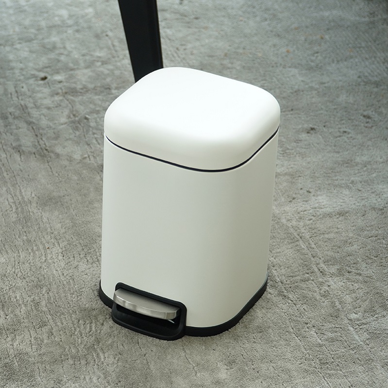 white rectangular trash can