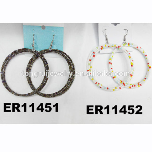 fancy hoop dangle seed bead earrings wholesale