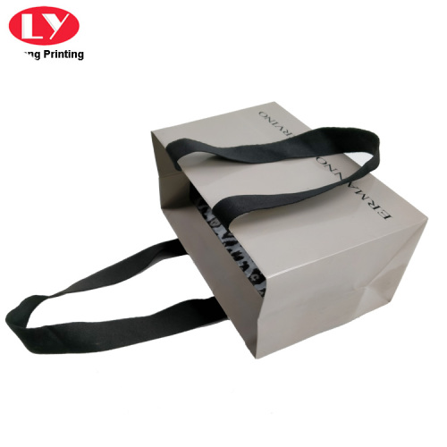 Grey Clothing Carry Paper Bags Luxury Black Logo
