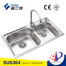 stainless double bowl topmount kitchen basin sink