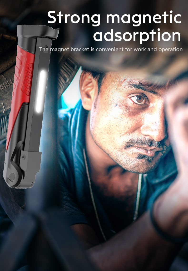 Hot Sell emergency IPx4 waterproof ETL certificate Type-C Rechargeable magnetic working light with car work light