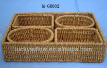 5 pcs set square and round sea grass basket & straw basket