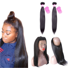 Straight hair 360 frontal full lace with bundles Human Hair lace frontal Brazilian human hair bundle with frontal