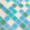 Mixed Blues Art Glass Mosaic Green Pool Tiles