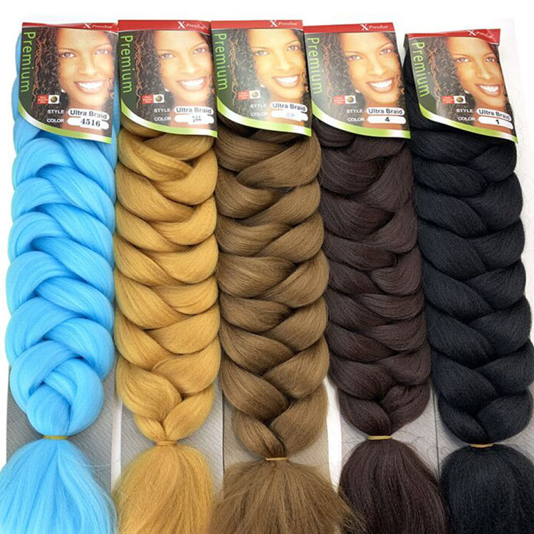 Jumbo Braiding Hair Extensions Yaki Straight Solid And Mixed Color Synthetic Fiber Braid 24 Inch 100 g For Men And Women