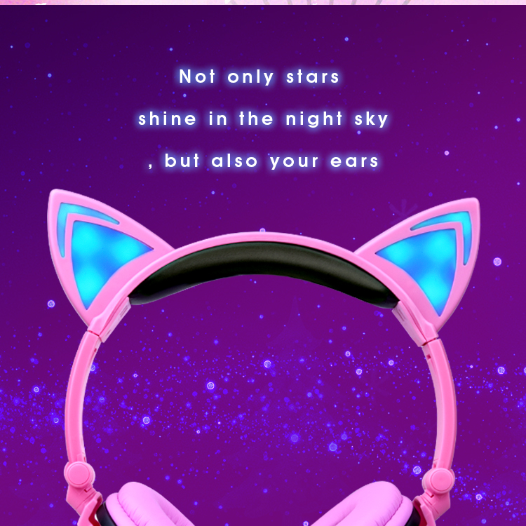 LED Light Cosplay Flash Headphone Cat Ear Headset