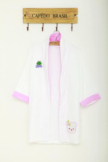 Yellow terry towel kids bathrobe