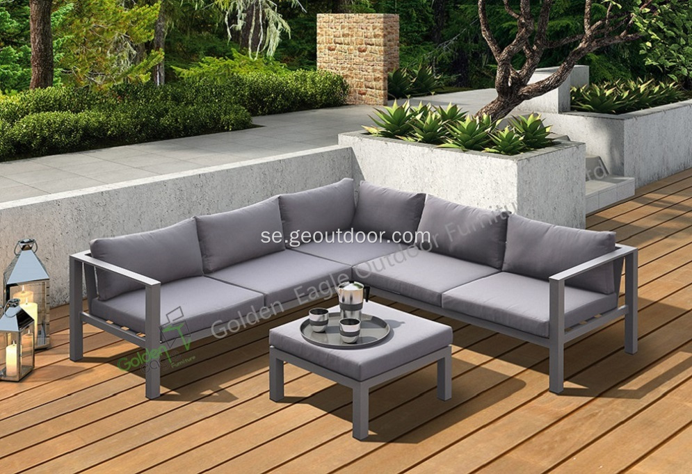 Aluminium uteplats trädgårdsmöbler soffa