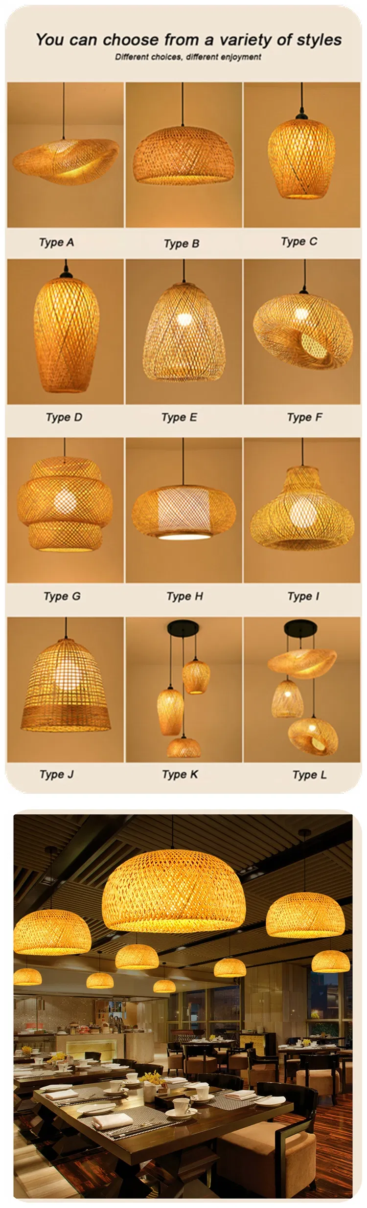 Large Rattan Bamboo Pendant Chandelier with Decorative Wicker Shade Lamp