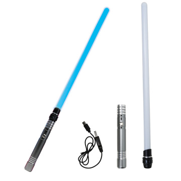 Dual-Bladed Light Saber with Rechargeable Metal Hilt: 16 Color Changing FX Dueling Saber for Adults and Girls