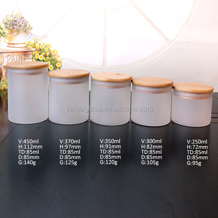 370ml borosilicate glass candy jar glass jar packaging for storage with bamboo lid