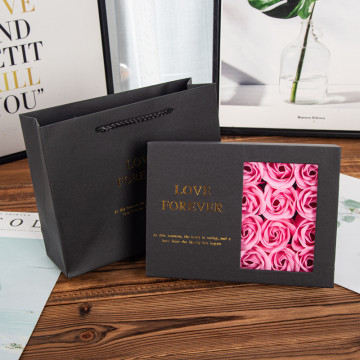 Black Magnetic Rose Gift Box with Clear Window