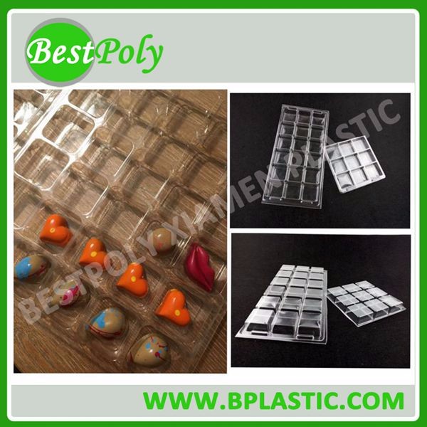 Customized clamshell plastic box for chocolates, cookies