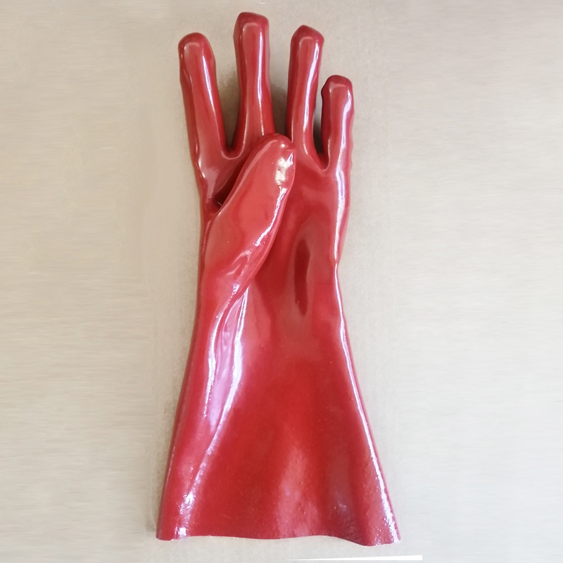 Dark red pvc working safety gloves 35cm