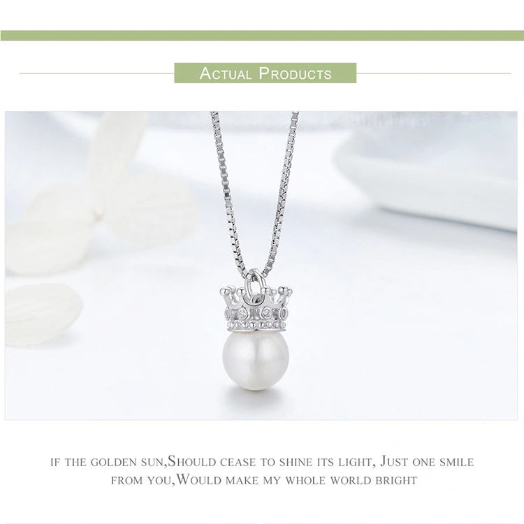 Jewelry of 925 Sterling Silver Elegant Queen Crown Clear CZ Pendant Necklaces