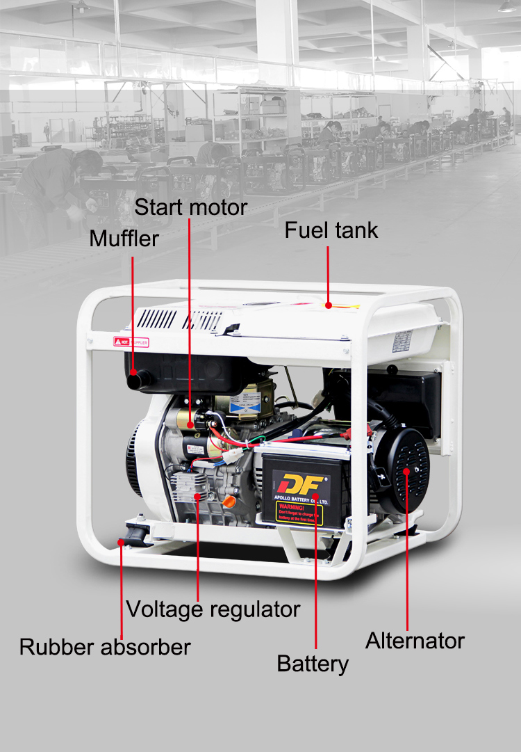 2KW DG6000EW 186FA 204 and 140mm 100% copper alternator diesel welder generator for business