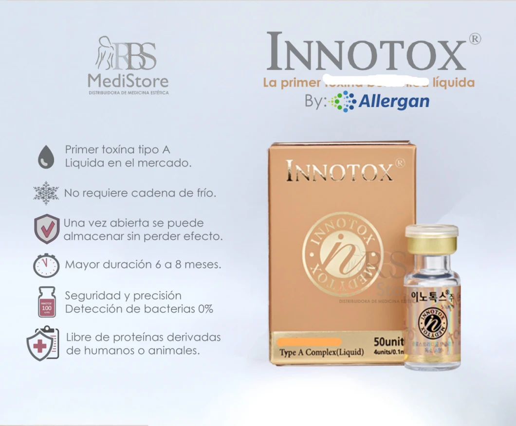Innotox 50 Unitits Injectable Botuliums 50UI Токсин Тип Btx Инъекция BTX Противоречие Кожордж Заполнитель Жидкость Бо Токс Инъекция