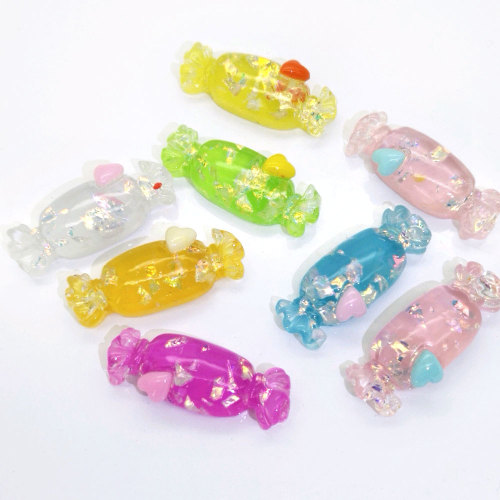 Versorgung Glitter Candy Shaped Resin Cabochon Flache Rückseite Perlen Schleim Mädchen Kleidungsstück Zubehör Mini Perlen Schleim