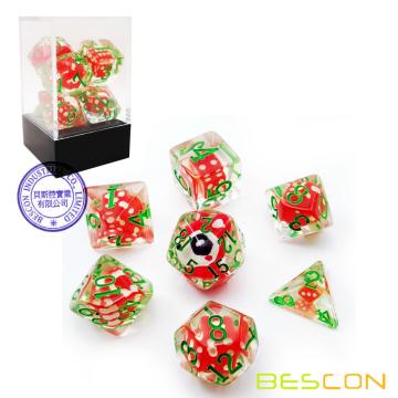 Bescon Novelty Deer Polyhedral Dice Set, Red Deer RPG Dice set of 7