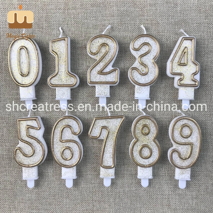 Double Face Gold Number 0-9  Cake Candle for Children