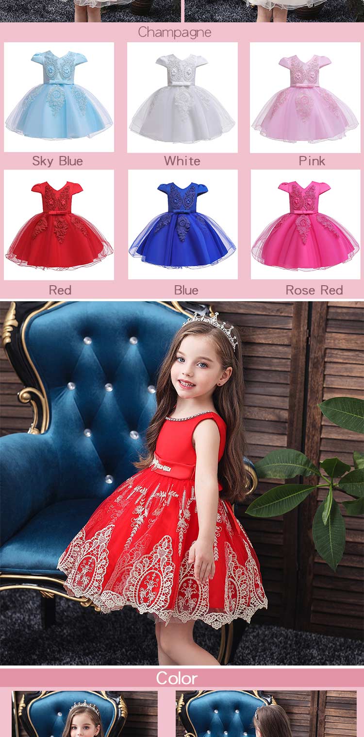 Girls Flower Vintage Floral Sleeveless Dress Kids Wedding Party Evening Formal Dresses Children Pageant Dance