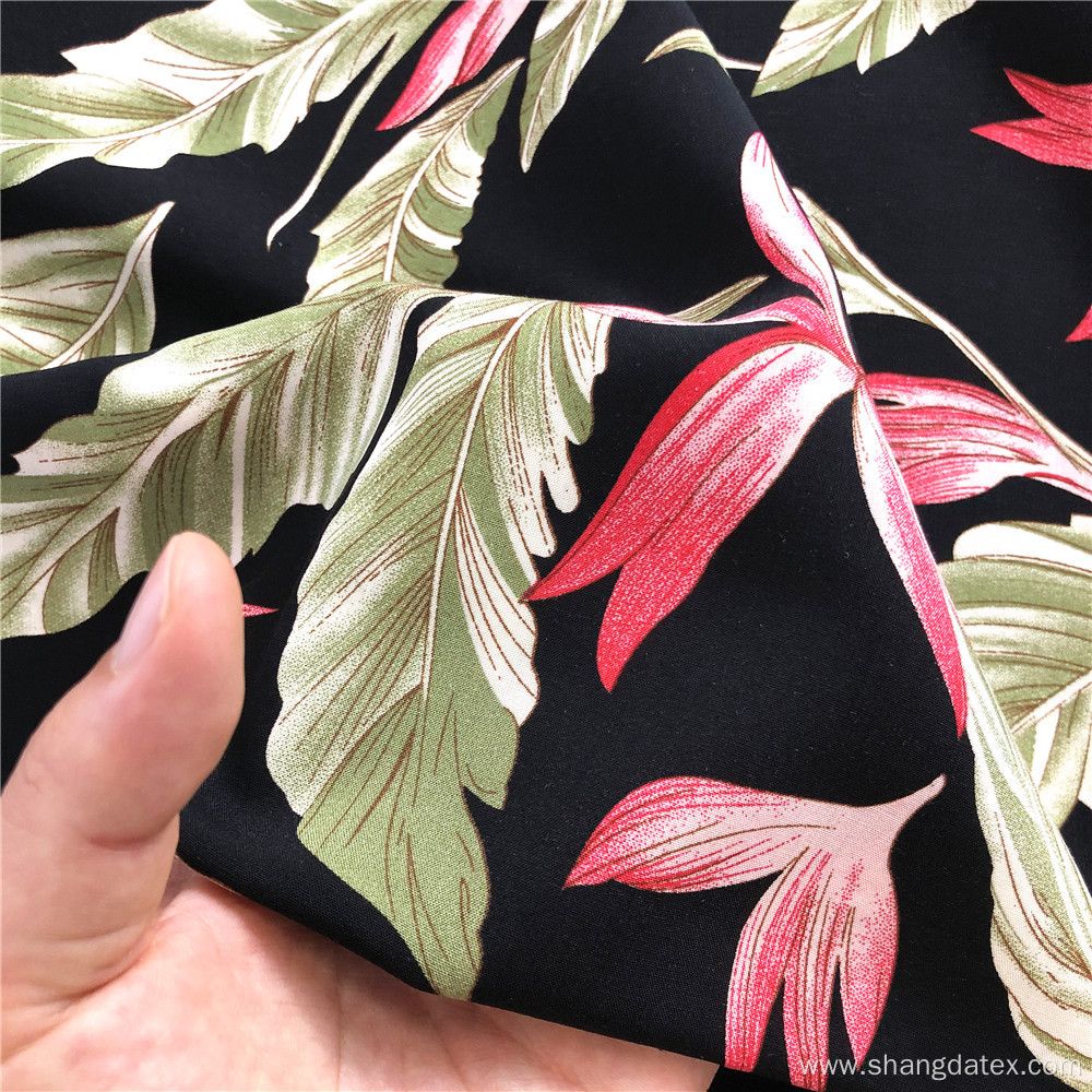 Export Rayon Printed Fabrics Design Feather And Leaves